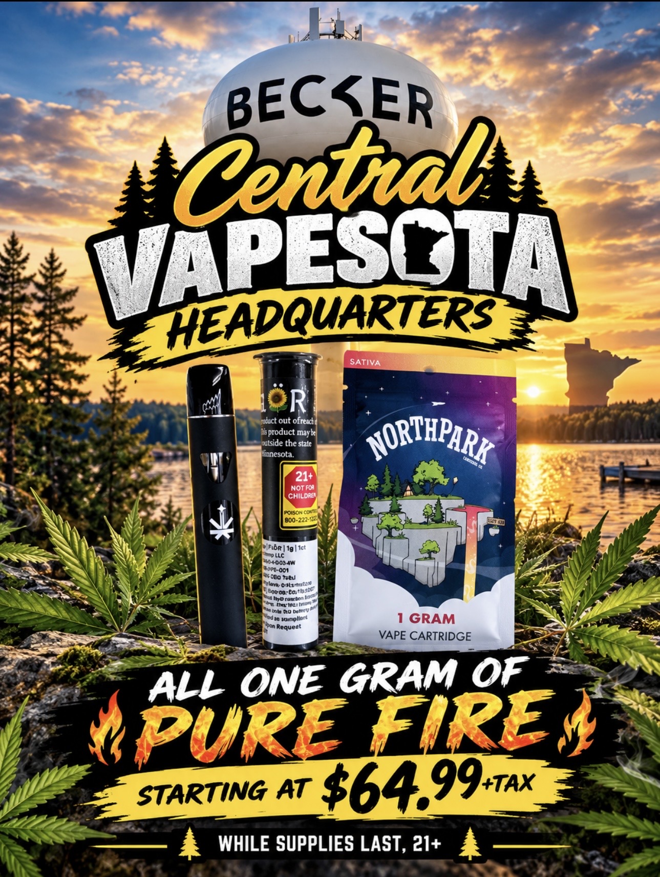 Three HIGHLY thc tested, one gram vapes. Two styles and strains of 510 screwtop tanks and one distillate one piece. The crown jewel is a Hotdish live resin tank. These will sell fast! Stock up.Prices start at $64.99+tax. while supplies last, 21+.